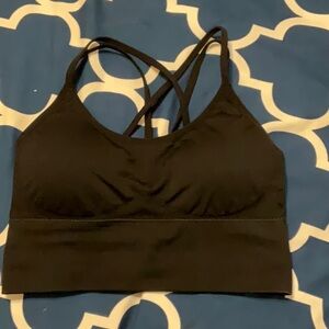 Black Strappy Sports Bra with Scoop Neckline
